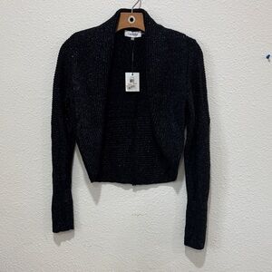 Calvin Klein Black Sparkle Cropped Open Cardigan